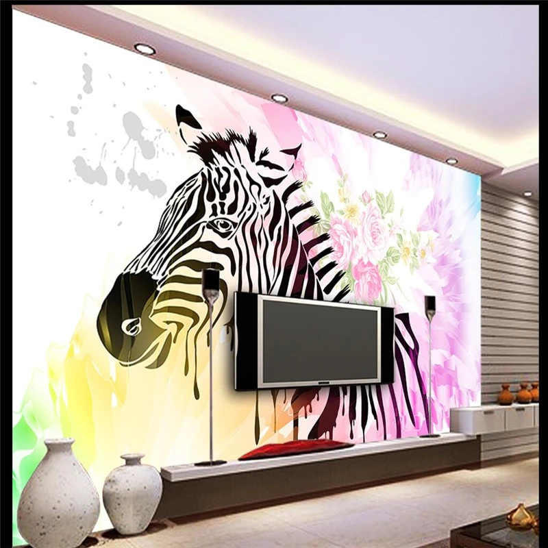 beibehang Custom Mural Wallpaper Any Color Splashes Ink Rose Zebra Living Room Bedroom Background Wall papel de parede | Обустройство
