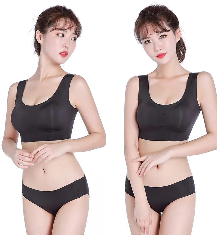 100 pcs Seamless Ice Silk Bra Women Ultra Thin Sleep Bra Fashion Wire Free Intimates Bralette Massage Padded Bra