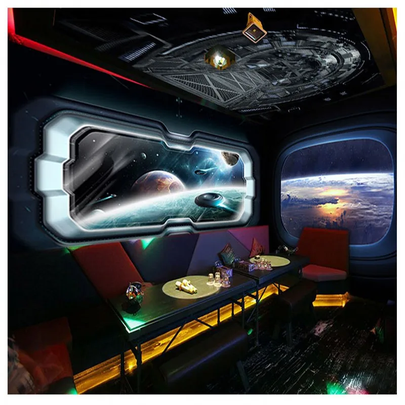 Пользовательские фото обои 3D стерео фон Стена космический корабль домик росписи