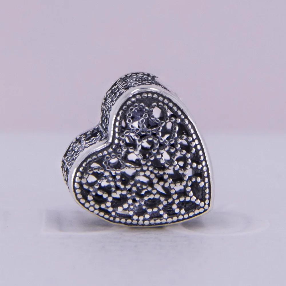 Аутентичные Стерлингового Серебра 925 Ажурные Форме Сердца Шарм Бисер Fit