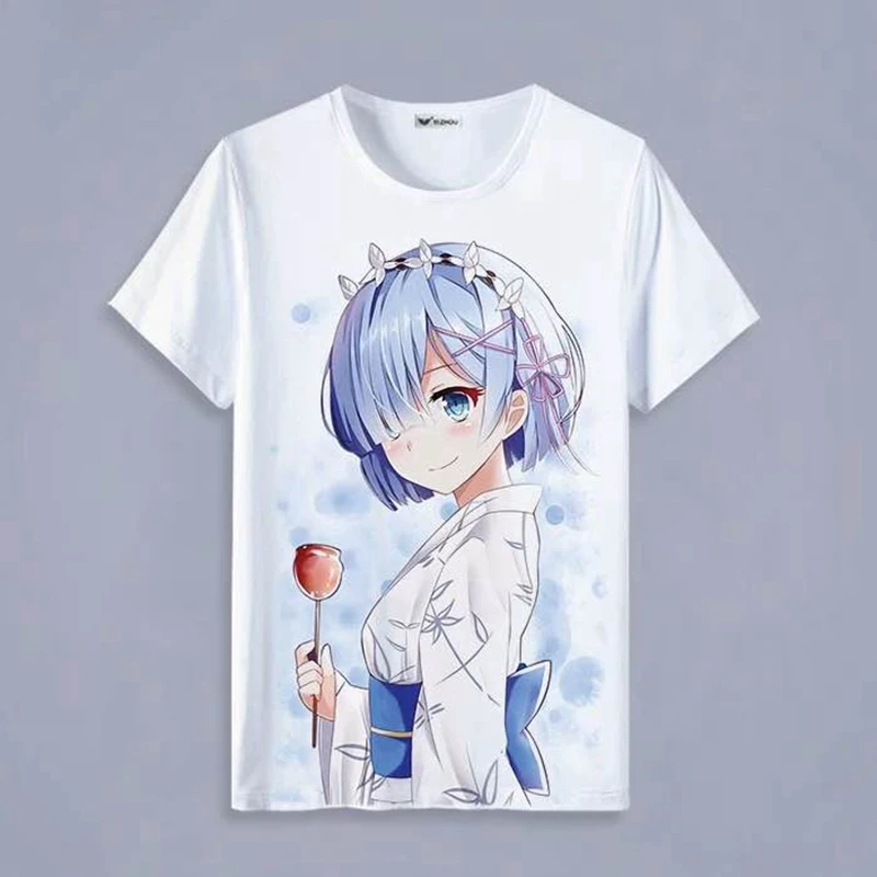 Футболка с надписью Re: Zero Kara Hajimeru Isekai Seikatsu рубашки жизнь в другом мире от нуля