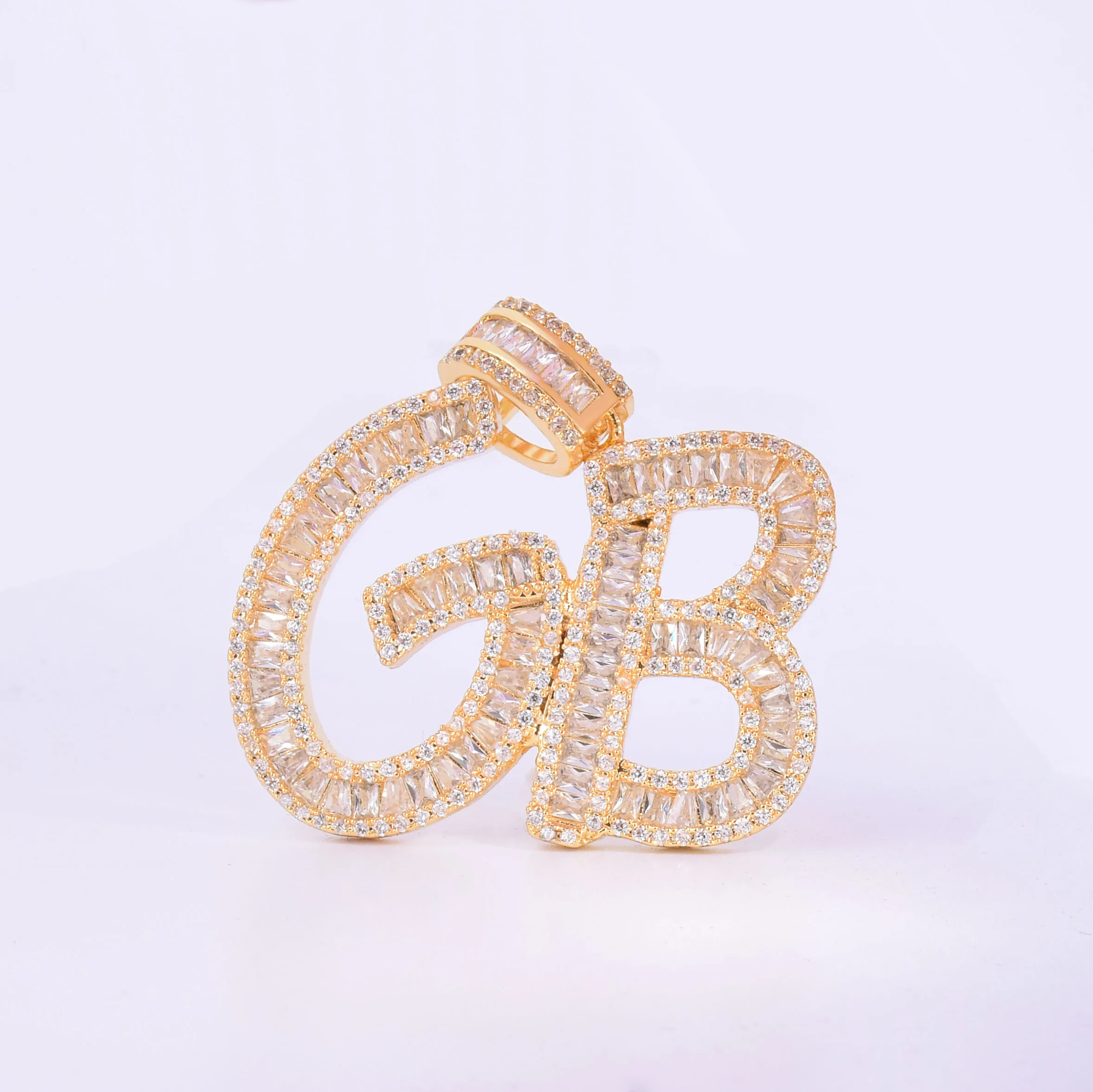 На заказ с именем багет буквы хип-хоп подвеска цепь золото серебро Bling циркония Мужская хип-хоп подвеска ювелирные изделия