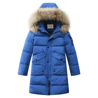 30 degrees boys clothing warm down jacket for teenagers new winter thicken parka real fur hooded children outerwear coats