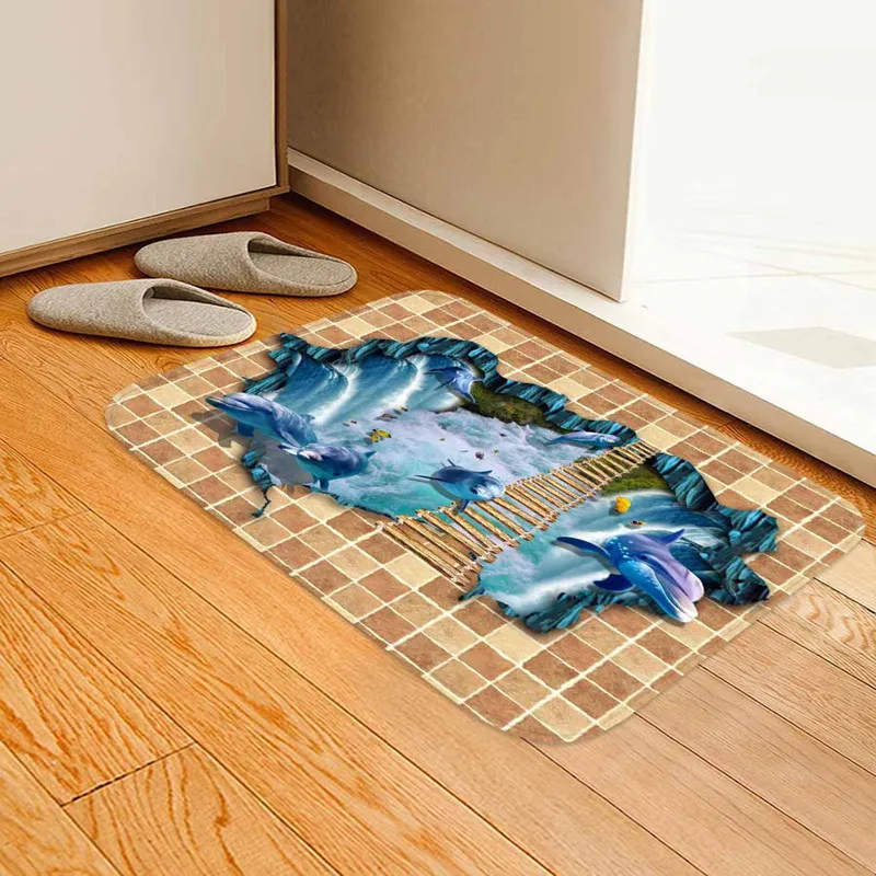 3D фланель супер мягкий ковер подводный с животным принтом Memory Foam коврик дом