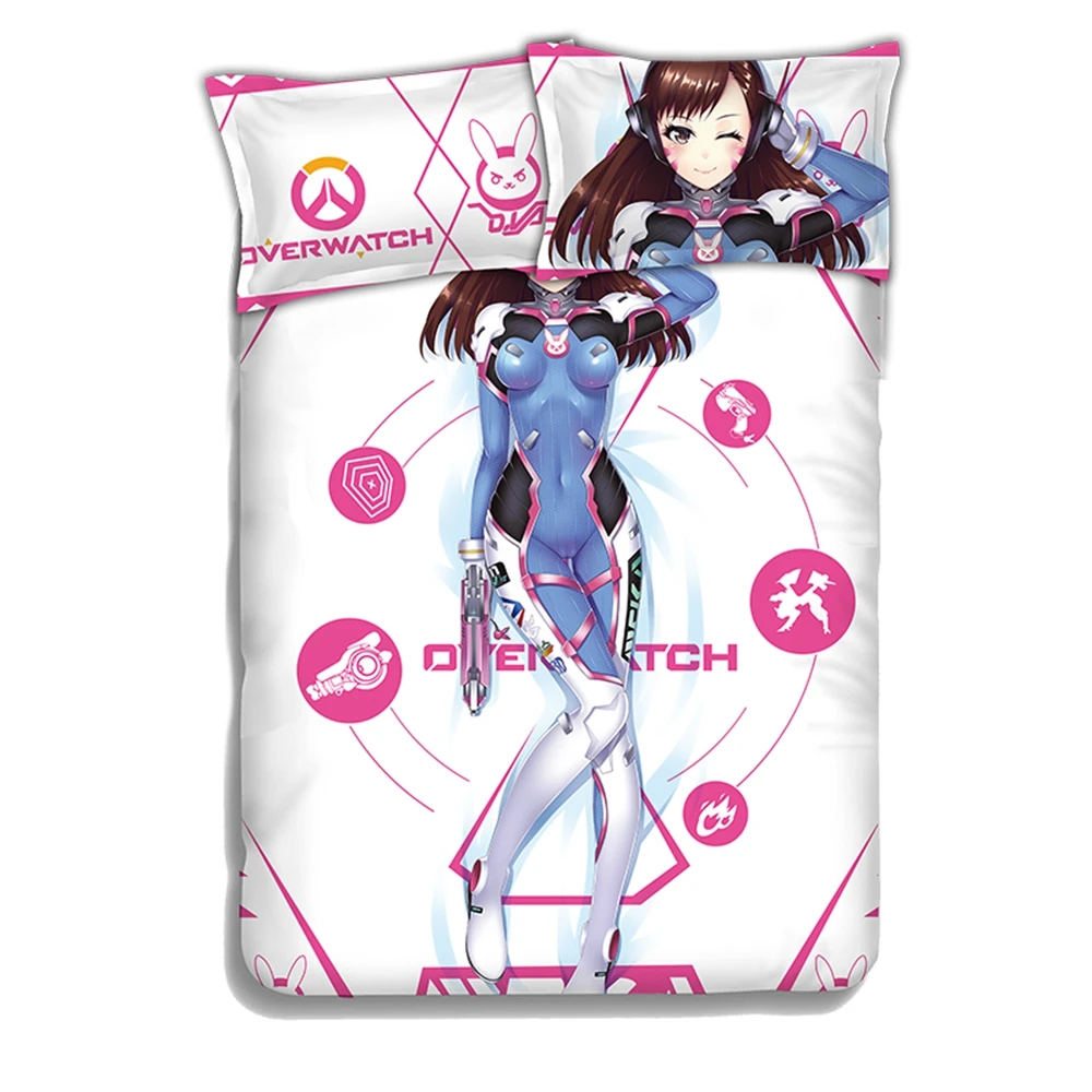 Аниме JK игры ВЛ D. Va Hana песня dva Косплэй кашне комплект кровать плоский лист Стёганое одеяло наволочка постельного белья 4 шт