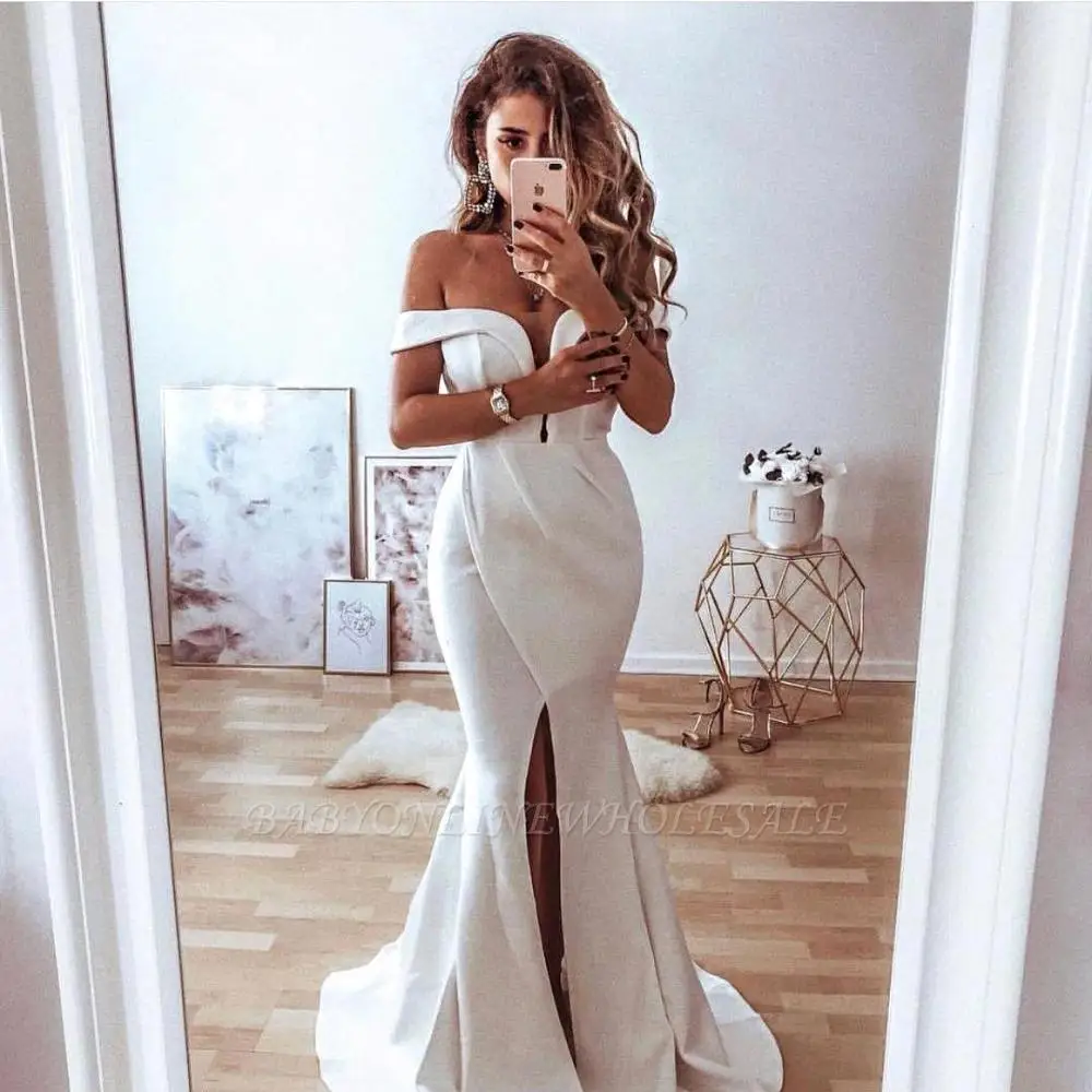 Vestidos De Novia Простые Свадебные платья с открытыми плечами милые атласные подвенечные Свадебные платья платье невесты Robe De Mariage