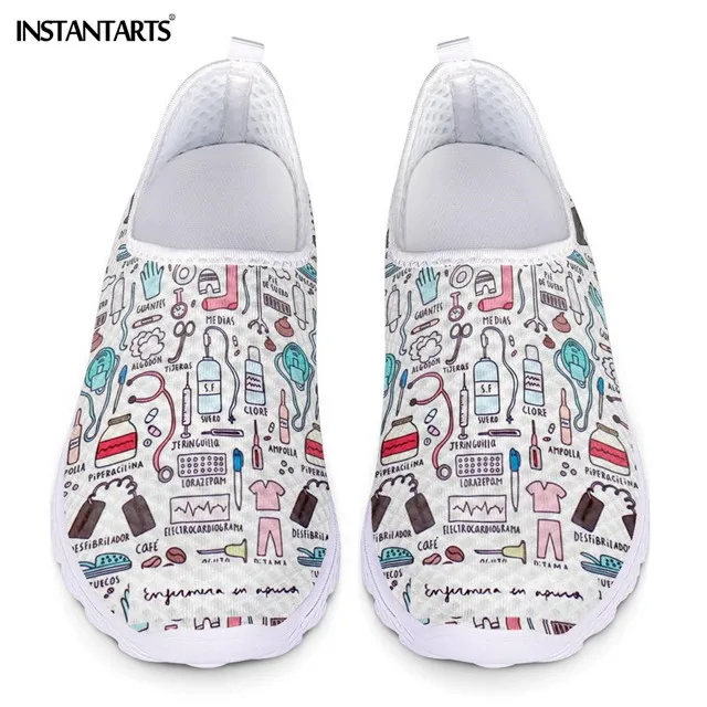 HXA306AA INSTANTARTS мультфильм медсестра печати Для женщин кроссовки слипоны светильник из сетчатого материала; обувь в стиле летние Дышащая обувь на плоской подошве; Zapatos; planos - Цвет: HXA306AA