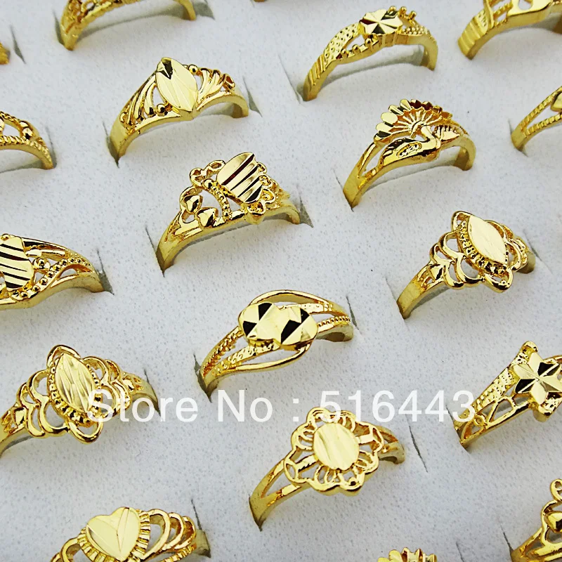 

Charms 10pcs Gold Plated Womens Mix Style Rings Wholesale Jewlery Lots A-806