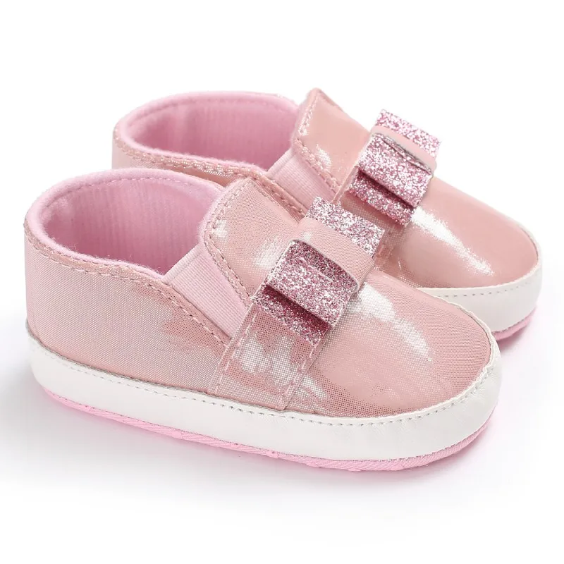 Newborn Bling Sequins Bow PU Leather Baby Shoes First Walkers Leisure Moccasins Sneaker Soft Sole|baby moccasins|leather baby shoesbaby first shoes |