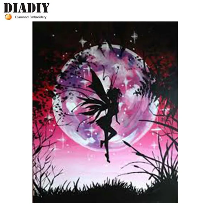 5D DIY Diamond Painting Cross Stitch Kits Spirit girl round Full Rhinestone Pictures Embroidery night scenery Wall Deco | Дом и сад