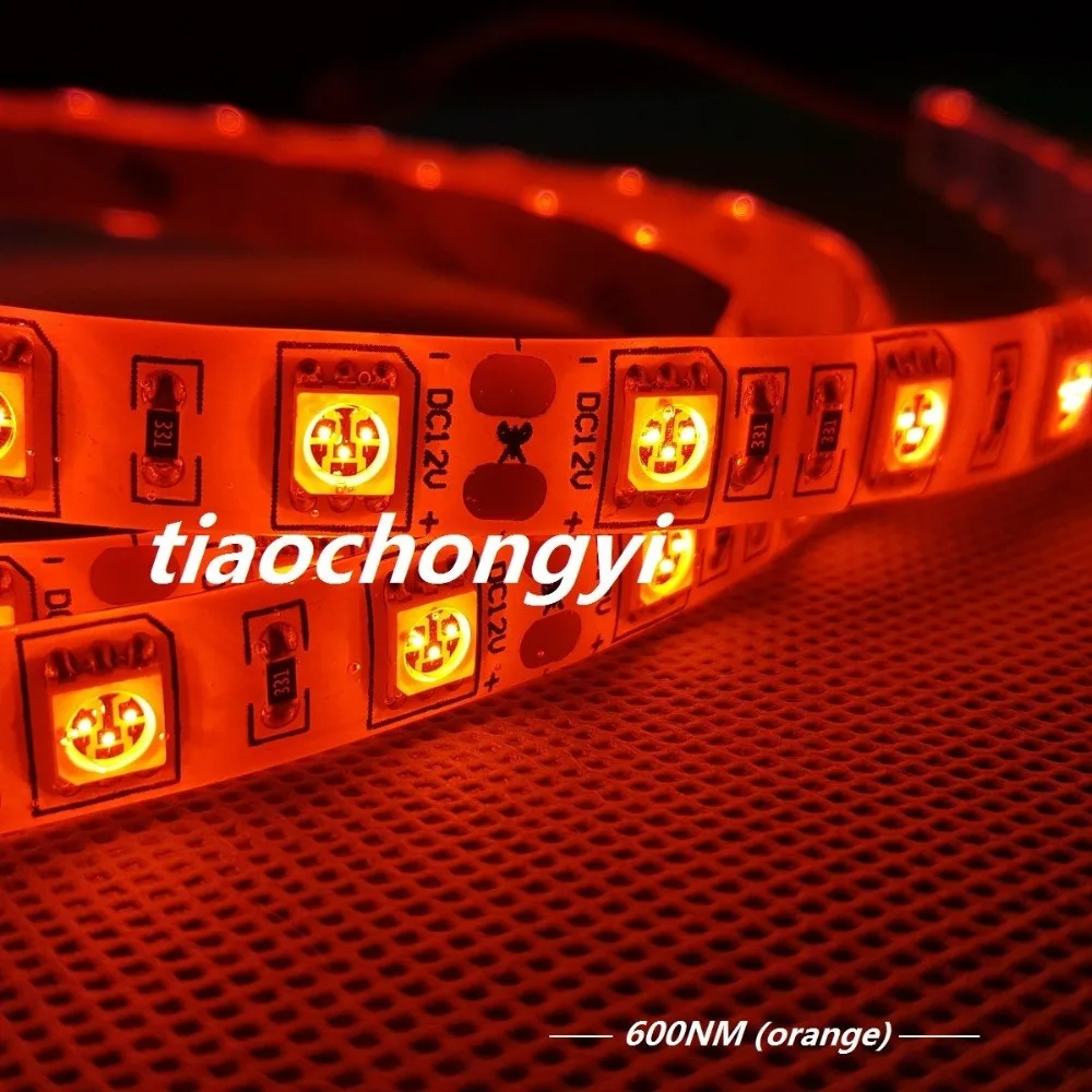 5 м оранжевый 600nm SMD 5050 300 светодиоды полосы света лампы 12VDC Black PCB водонепроницаемый