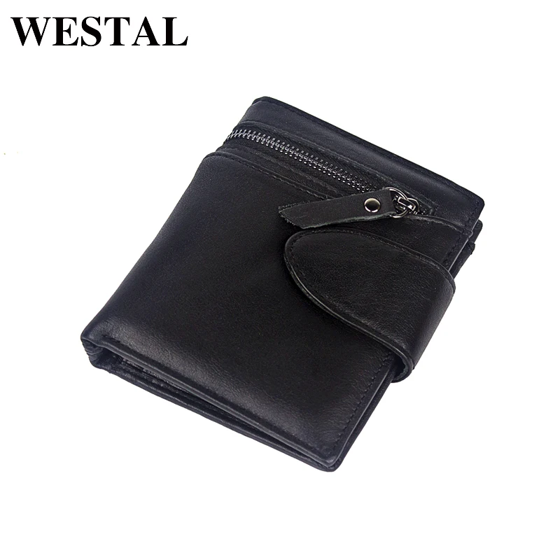 WESTAL мужской кошелек из натуральной кожи мини тонкий мужские кожаные кошельки с