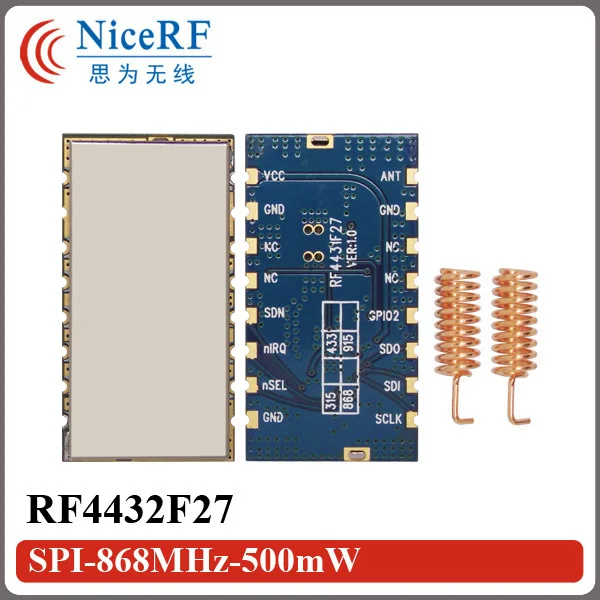 5PCS RF4432F27 500mW FSK/GFSK/OOK 868MHz Wireless Transmitter And Receiver+5PCS 868MHz Helical Antennas