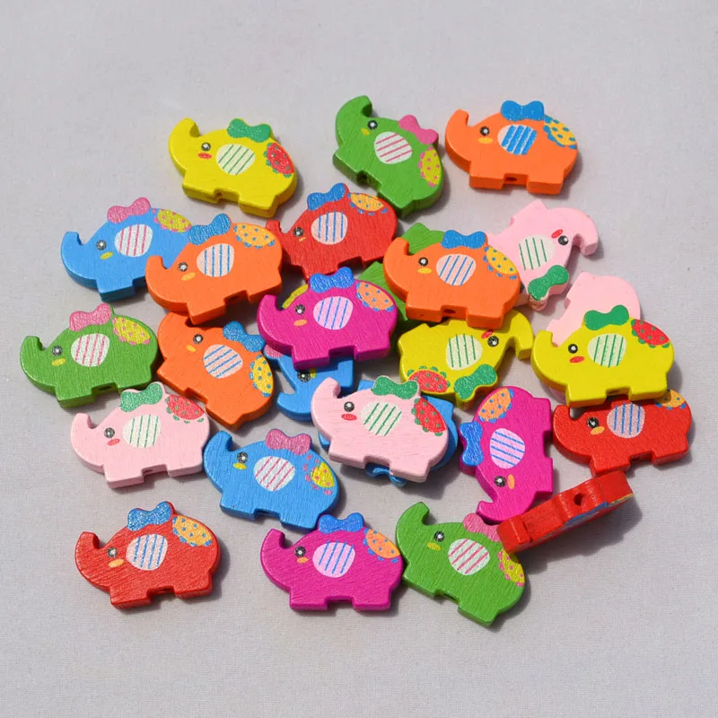 40 шт./лот детские ювелирные изделия Мультяшные деревянные бусины с принтом