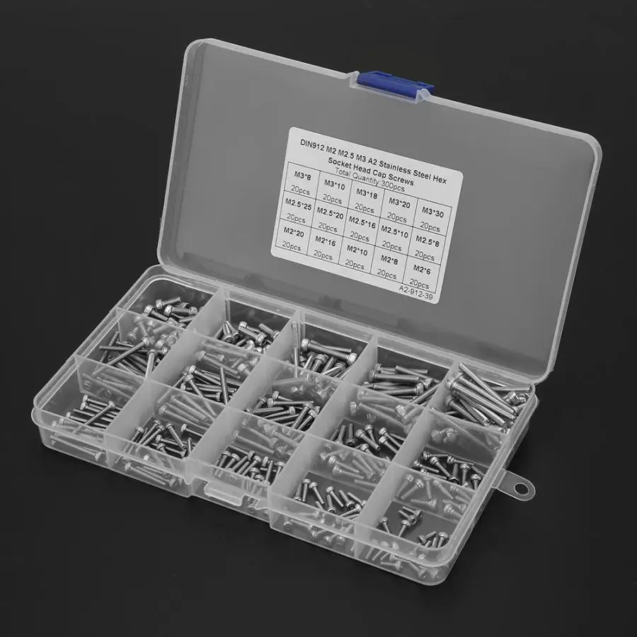 300 шт. M2 M2.5 M3 Шестигранная розетка из нержавеющей стали SS304 Крышка Болт в