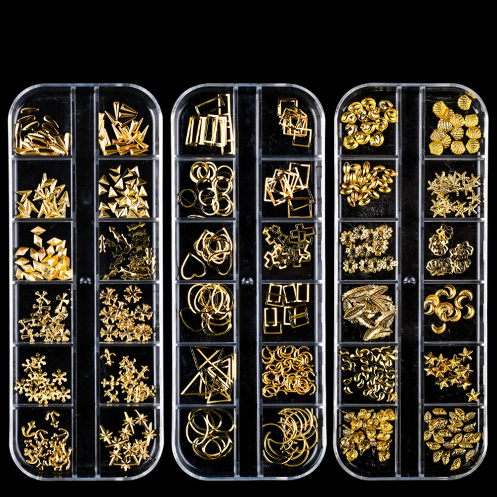 1 коробка 12 Смешанные Форма металлического сплава заклепки нейл-арта украшения