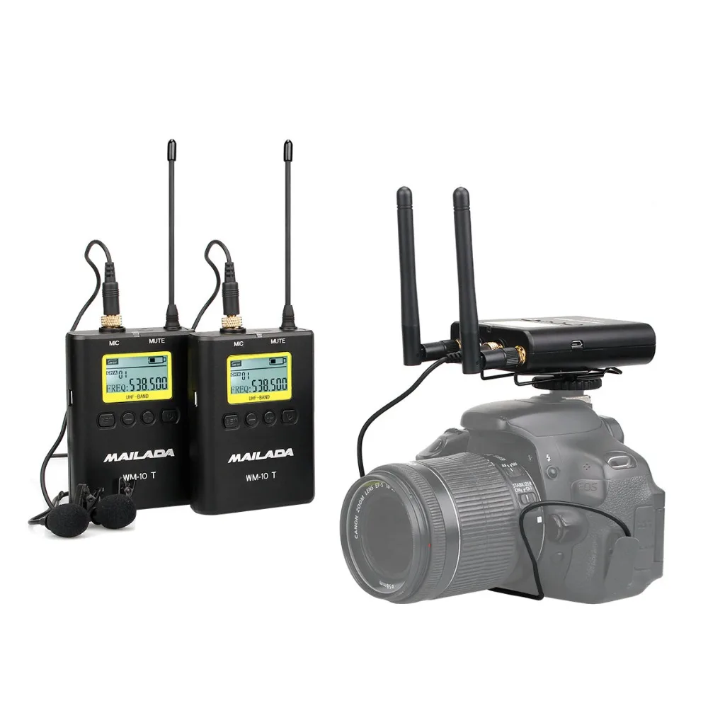 MAILADA WM10 50 канал профессиональный УВЧ Беспроводной микрофон Системы для DSLR