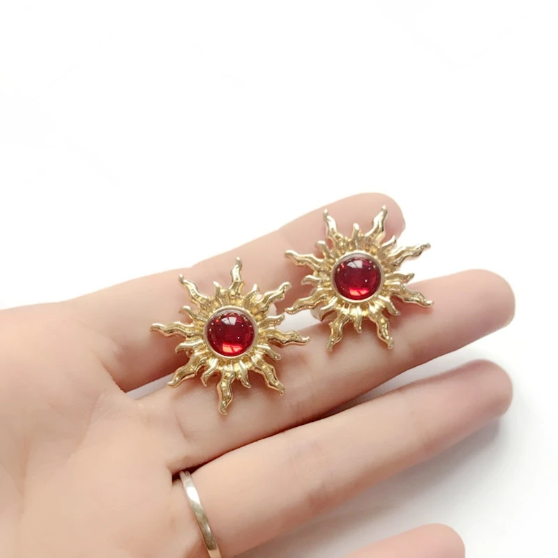 Бесплатная доставка золотые серьги с шипами красного цвета|earrings free shipping|earrings