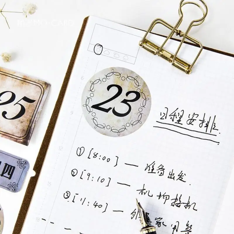 45 шт./кор. Ретро план недели с двумя часовыми поясами месяц буквами день клей для