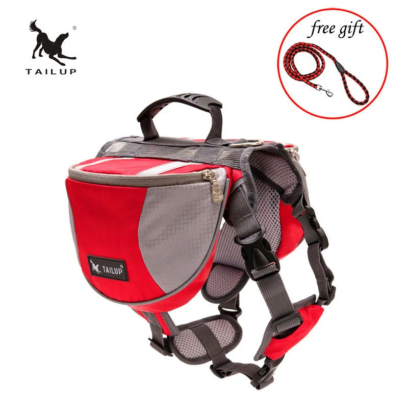TAILUP Polyester Pet Dog Saddlebags Pack Hound Travel Camping Hiking Backpack Saddle Bag for Small Medium Large Dogs Free Gift