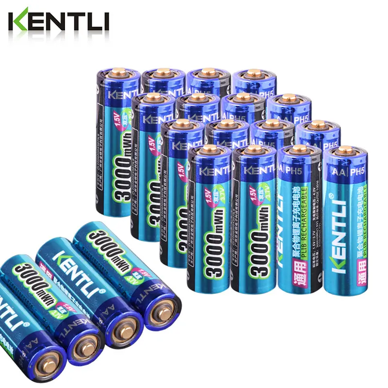 KENTLI  1.5v 3000mWh no memory effect aa rechargeable li-ion polymer lithium battery + 4 slots USB Charger