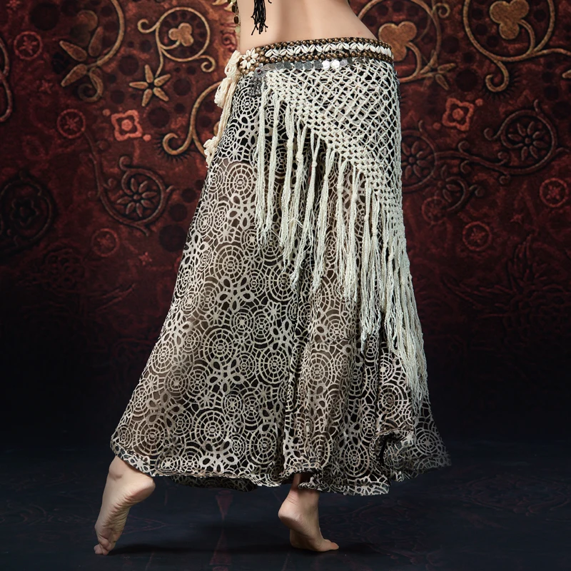 

Professional Women Tribal Belly Dance Hip Scarf Bellydance Costume Fringe Tassel Belt & Copper Coins Scarves