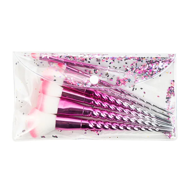 7pcs PVC bag Новейший набор кистей для макияжа с розовым единорогом, 7 шт., профессиональный портативный набор кистей для нанесения основы, смешивания, косметические кисточки для пудры, maquillaje, сумка из ПВХ - Handle Color: 7pcs PVC bag