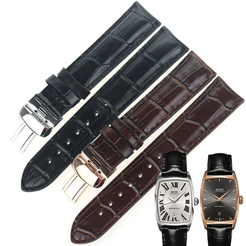 

ISUNZUN WatchBand For MIDO Baroncelli M003307 M007.228 Genuine Leather Watch Straps 19MM Leather Watch Strap Bracelet Watchbands