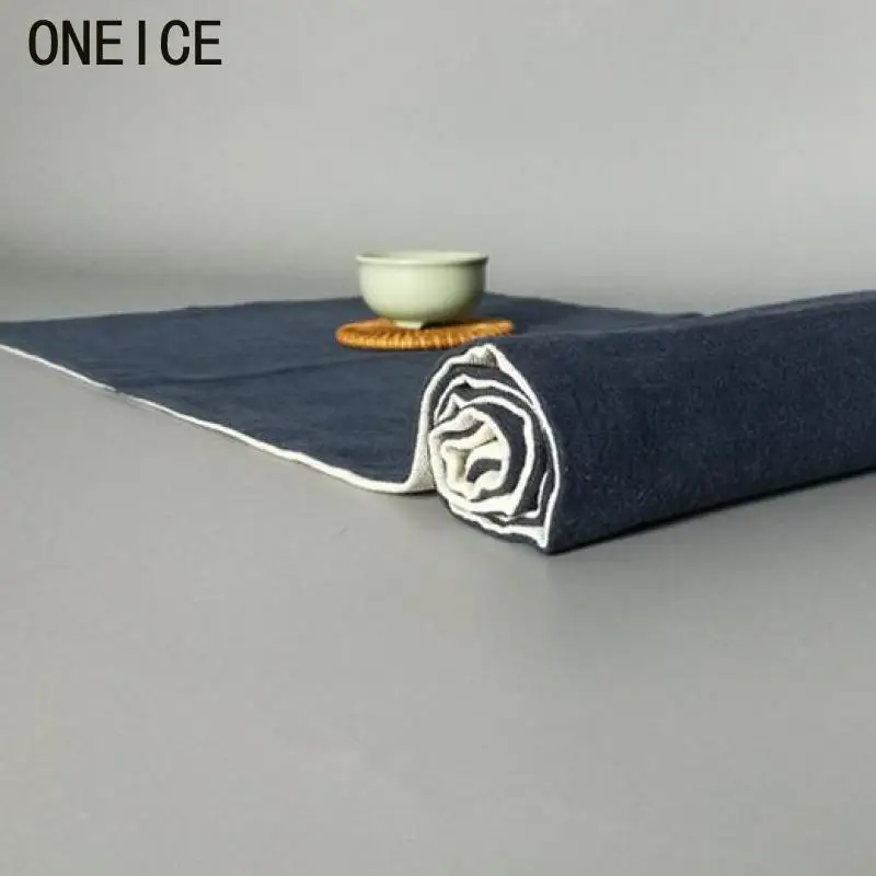 Чайный коврик ручной работы из двойного хлопка и льна однотонный для стола дзен