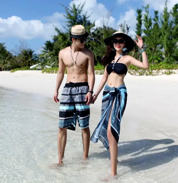 

Lover Couple Swimsuit Women Bikini Men Board Shorts Swimming Trunks Boxer Sweat Surfing Fitness Boardshort Beach swimwear