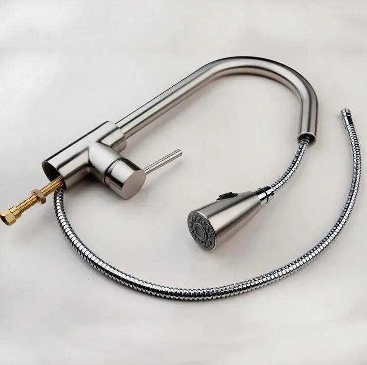 Матовый медный смеситель для раковины вращающийся кухонный вытяжной кухни