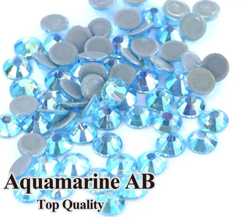 

Nail art decorations Aquamarine AB AAA high Quality Glass Crystal SS16-SS30 Hotfix Rhinestones For clothing Garment Accessorie