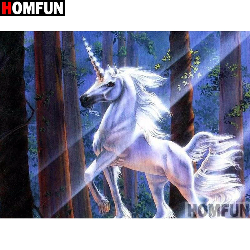 Алмазная живопись HOMFUN A16532 Единорог картина с полными квадратными/круглыми