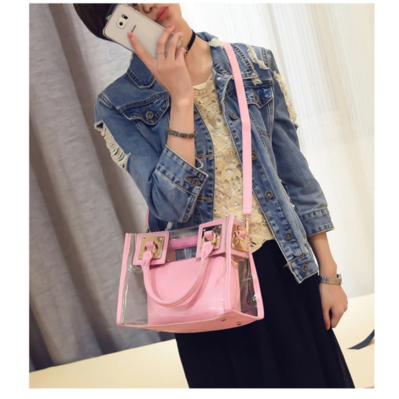 2 шт. женская прозрачная гелевая сумка 2019 модная летняя пляжная маленькая через