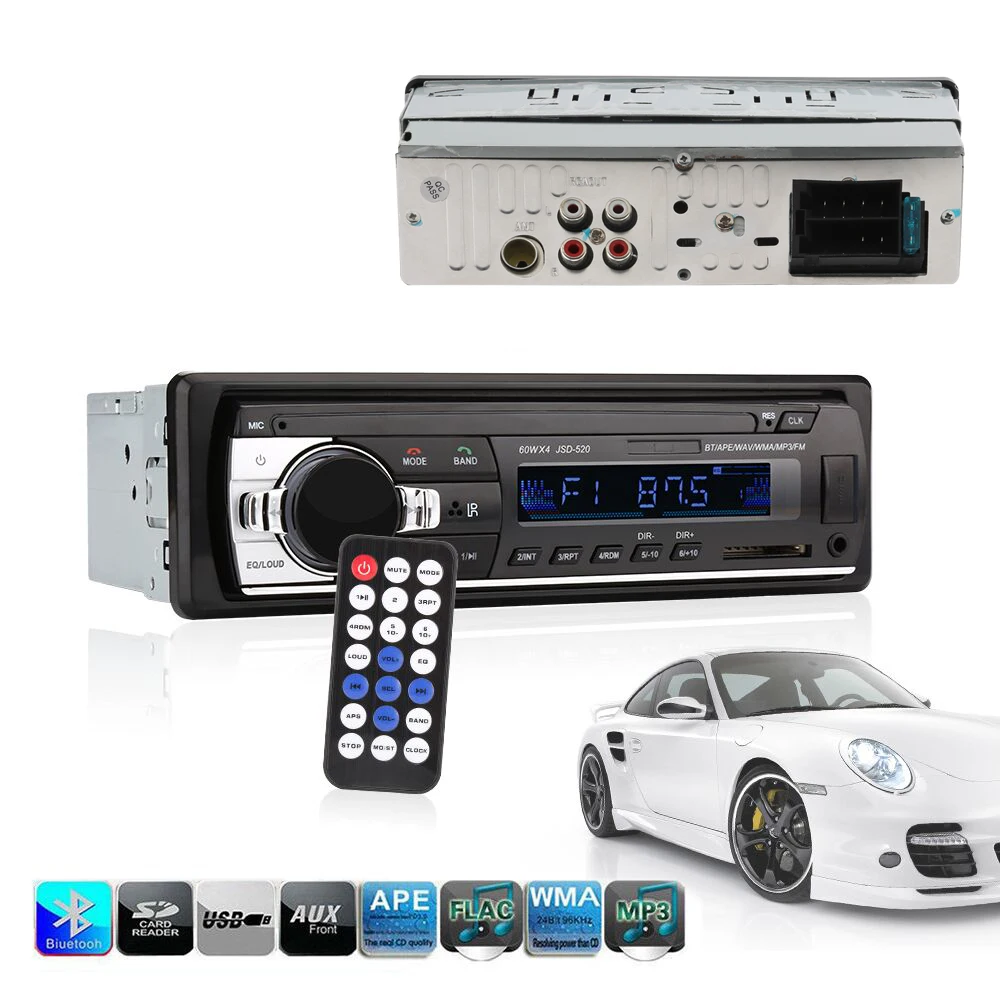 Магнитола 1 din Автомобиль Радио Bluetooth JSD-520 в тире 1 din 12 В Авторадио тюнер аудио стерео fm MP3-плееры USB /SD MMC зарядное устройство usb