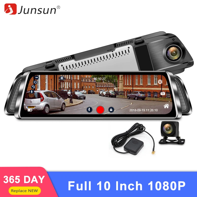 Junsun 10 "автомобиль поток зеркало заднего вида тире камера 1080 P ночное видение - Фото №1