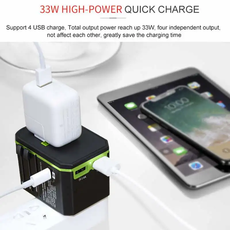 Универсальный дорожный адаптер 33 Вт двойной 2.4A USB питания с PD/QC 3 0 Быстрая Зарядка