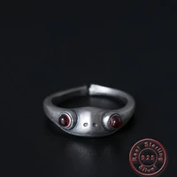 amxiu vintage retro s925 silver ring natural stone frog ring handmade jewelry adjustable open rings for women men accessories