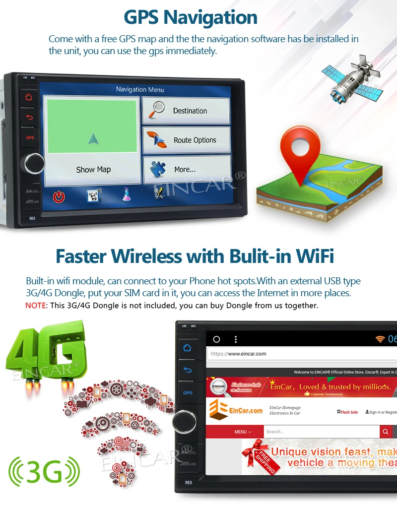 " двойной din Android автомобильный стерео приемник Bluetooth gps навигация 2din Поддержка Wifi приложение скачать Mirrorlink/Airplay 1080P видео
