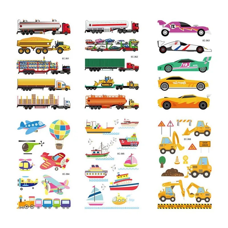 1 шт. мультяшный автомобиль самолёт временное искусство тела наклейки татуировки