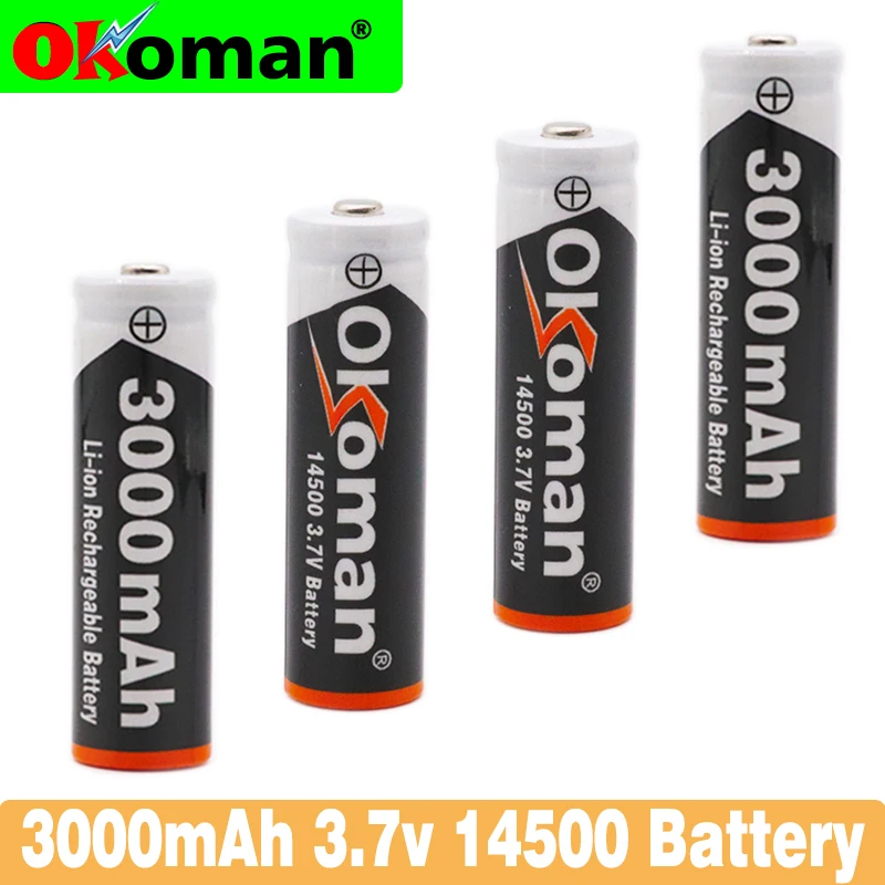 2 20 шт Okoman AA 14500 3000mah 3 7 V литий ионная аккумуляторная батарея и светодиодный