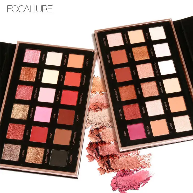 FOCALLURE 18Colors Eyeshadow Makeup Shimmer Matte Pigment Eye Shadow Cosmetics Mineral Nude Glitter Palette of Shades |