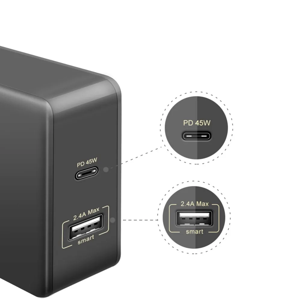 57 Вт USB C для переносного сетевого зарядного устройства PD зарядное устройство 2.4A