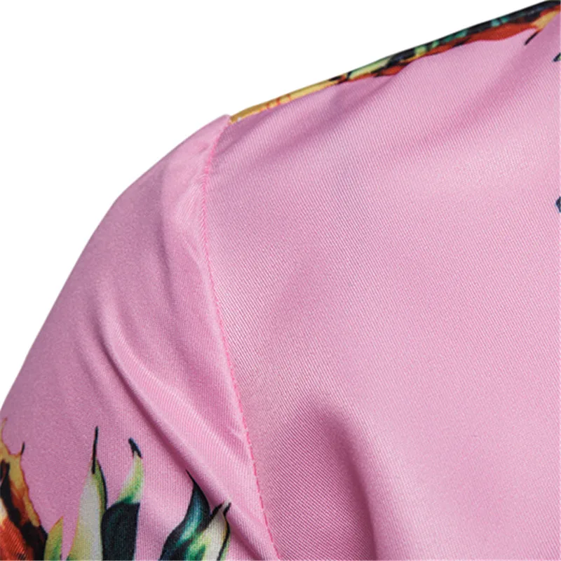 Covrlge Men's Summer Polyester 3D Pineapple Fruit Print Beach Shirt Turn-down Collar Short-sleeved Single Breasted Shirts MCS086