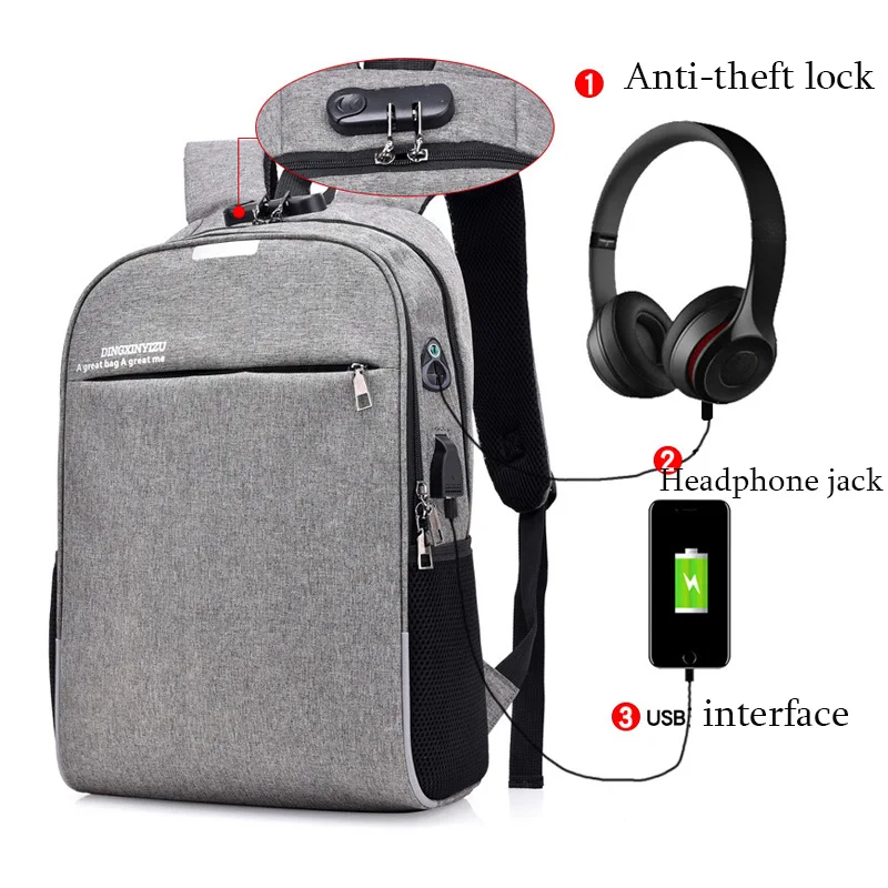 Gdzhlbag 2017 Для мужчин рюкзак для ноутбука зарядка через USB сумка женщин Anti theft