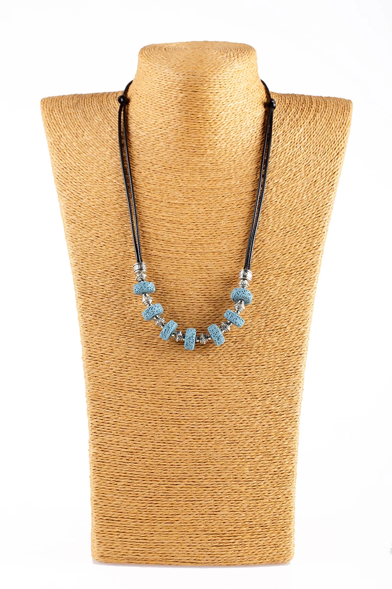 Мода Лава камень Бусины кулон веревки Цепочки и ожерелья природы камня ручной