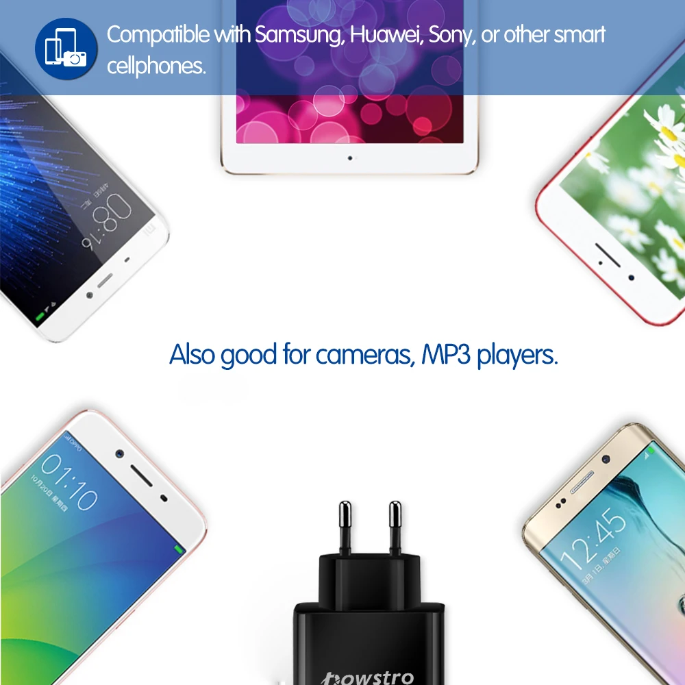 Powstro 3 USB зарядное устройство настенное диспла для тока и напряжения iphone Samsung Xiaomi mi5