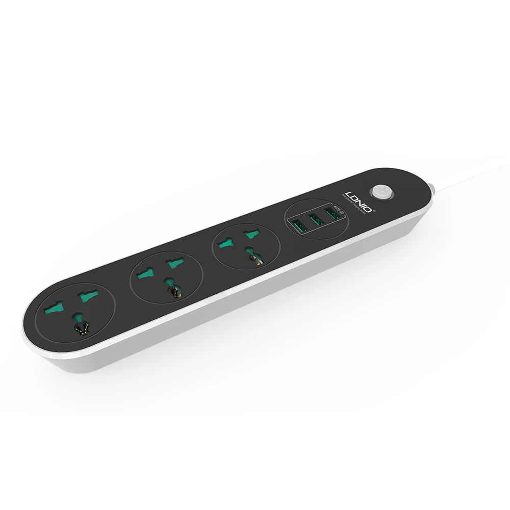 Блок питания LDNIO с 3 розетками USB порта удлинитель на 1 6 м универсальный розовый