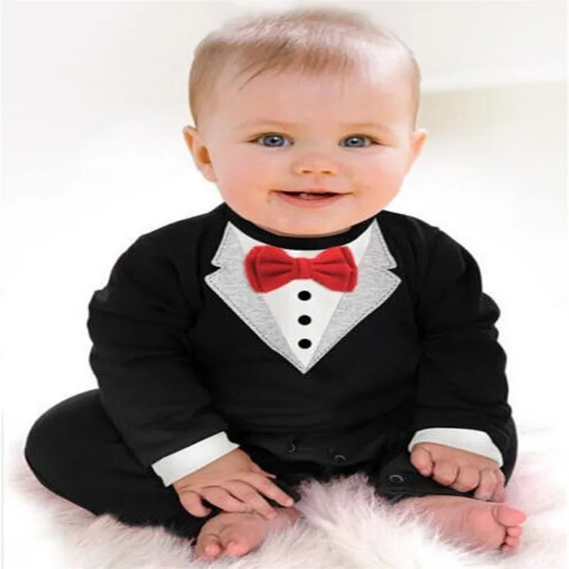 Fashion Toddlder Newbore Baby Boy Formal Suit Party Wedding Tuxedo Gentleman Short Sleeve Romper Jumpsuit Outfit Clothes Wear |