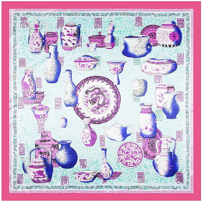 

[POBING] 2017 Luxury Brand Silk Scarf Women Square Scarves China Retro Shawl&Wrap Hijab Lady Bandana Female Foulard 90cm x 90cm